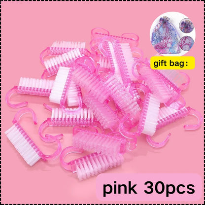 1/5/10/60Pcs Plastic Nail Brushes Mix Color Nail Hand Scrubbing Cleaning Brush Dust Cleaner Nail Art Manicure Soft Remover Tools