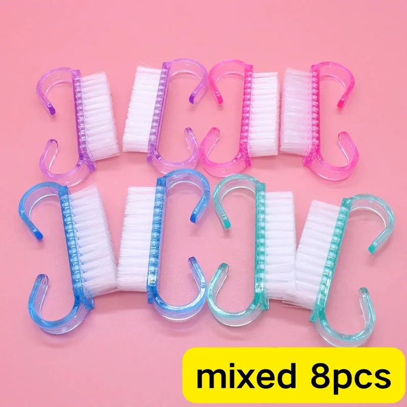 1/5/10/60Pcs Plastic Nail Brushes Mix Color Nail Hand Scrubbing Cleaning Brush Dust Cleaner Nail Art Manicure Soft Remover Tools
