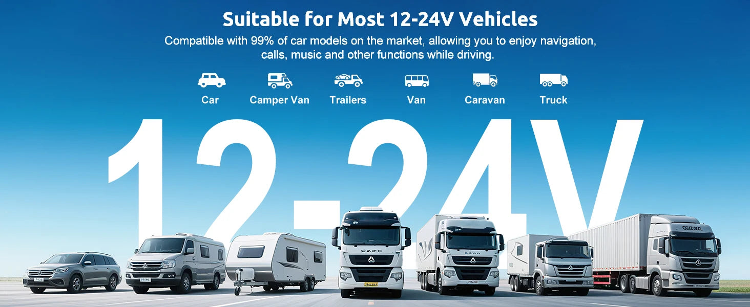 10.26"4K 64G TouchScreen Portable Wireless CarPlay Android Auto Truck Dash Car Stereo Bluetooth GPS Navi Reversing Wide-Angle FM