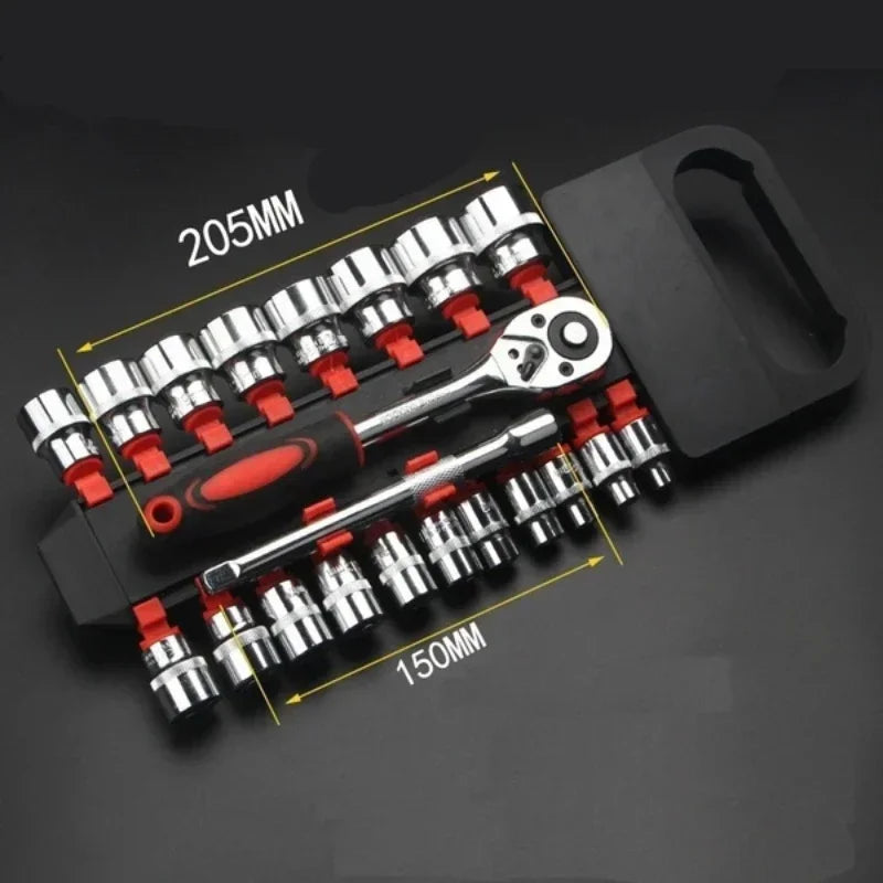1/4" Ratchet Socket Wrench Set Drive Sockets Set Extension Rod Multi-function Ratchet Spanner Car Motorcycle Repair Hand Tool