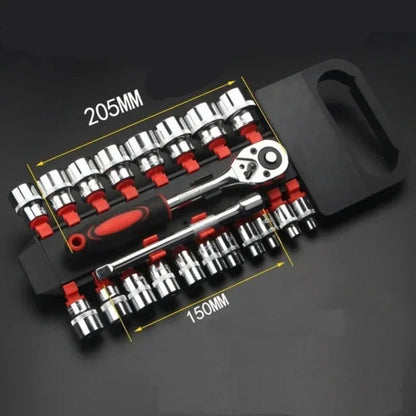 1/4" Ratchet Socket Wrench Set Drive Sockets Set Extension Rod Multi-function Ratchet Spanner Car Motorcycle Repair Hand Tool