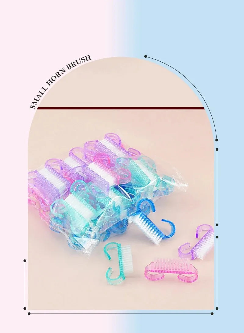 1/5/10/60Pcs Plastic Nail Brushes Mix Color Nail Hand Scrubbing Cleaning Brush Dust Cleaner Nail Art Manicure Soft Remover Tools