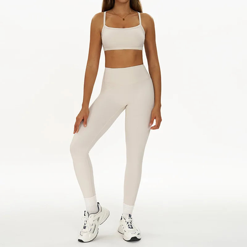 2 Pieces Women's Tracksuit Seamless Yoga Set Workout Outfit Sportswear Gym Clothing High Waist Leggings Fitness Bra Sports Suits