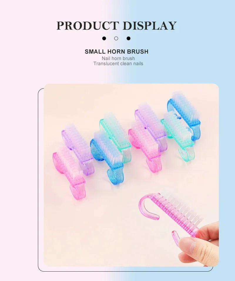 1/5/10/60Pcs Plastic Nail Brushes Mix Color Nail Hand Scrubbing Cleaning Brush Dust Cleaner Nail Art Manicure Soft Remover Tools