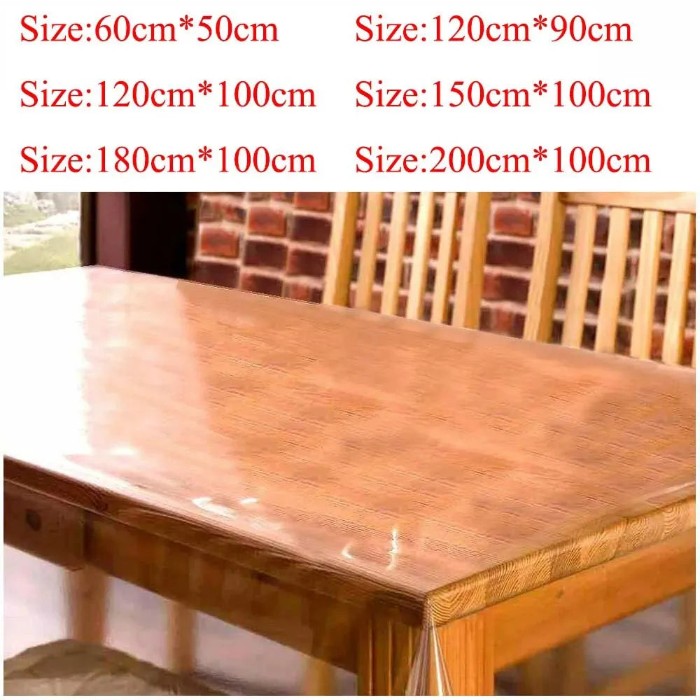 1pcs Soft Glass Table Mat 2mm PVC Transparent Tablecloth Waterproof Rectangular Table Cover Pad Kitchen Oil-Proof Table Mat