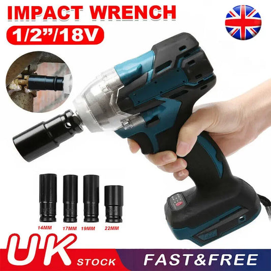 18V Cordless Electric Screwdriver Speed Brushless Impact Wrench Rechargable Drill Driver LED Light For Makita Battery With Socke