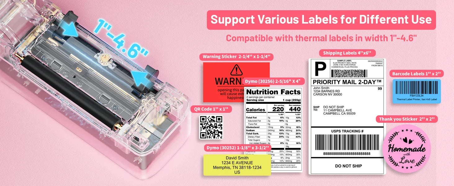 Phomemo 241 Bluetooth Thermal Label Printer Wireless Small Shipping Label Printer 4X6 Compatible with iPhone Android Mac Window