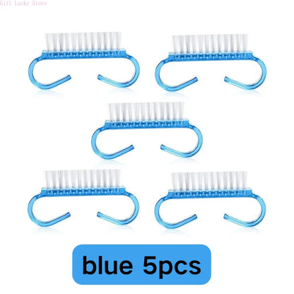 1/5/10/60Pcs Plastic Nail Brushes Mix Color Nail Hand Scrubbing Cleaning Brush Dust Cleaner Nail Art Manicure Soft Remover Tools