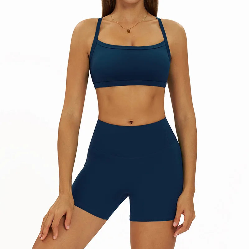 2 Pieces Women's Tracksuit Seamless Yoga Set Workout Outfit Sportswear Gym Clothing High Waist Leggings Fitness Bra Sports Suits