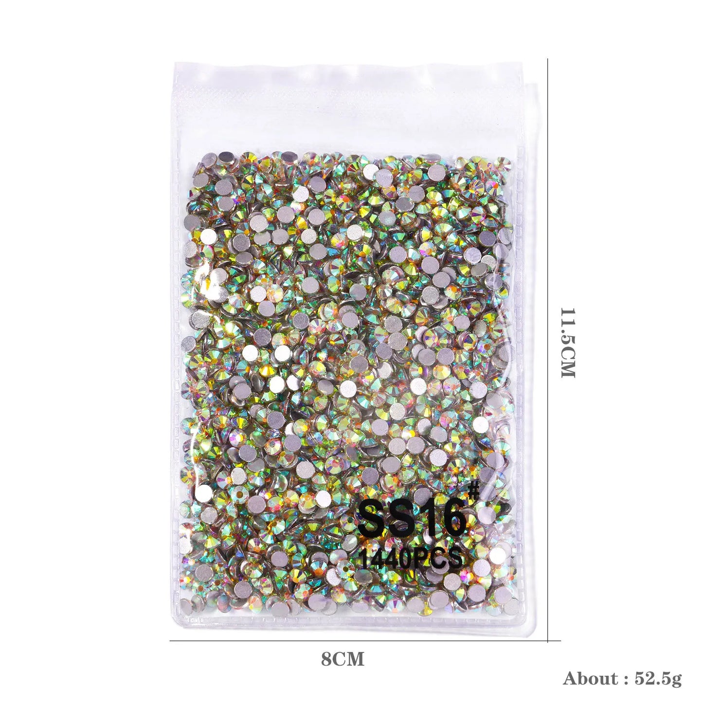 1440Pcs/bag AB/Clear Round Mini Nail Diamond SS3-SS16(1.3-4mm) FlatBack Non-Hotfix Nail Crystal Crystal Clear AB Manicure Glass