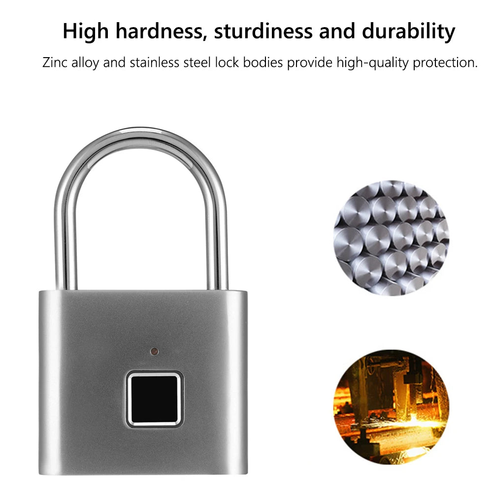 1/2PCS Smart Fingerprint Padlock USB Rechargeable Door Lock Biometric Thumbprint Door Padlocks Zinc Alloy Smart Life APP Unlock