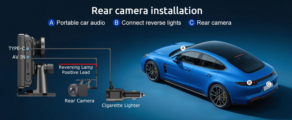 10.26"4K 64G TouchScreen Portable Wireless CarPlay Android Auto Truck Dash Car Stereo Bluetooth GPS Navi Reversing Wide-Angle FM
