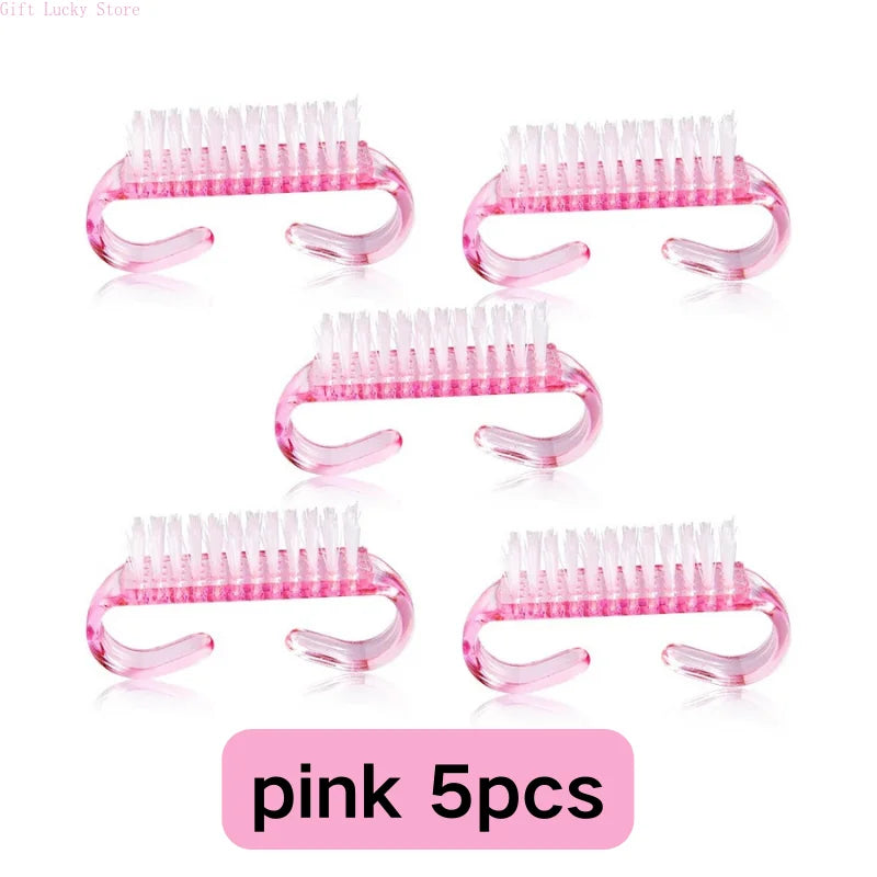 1/5/10/60Pcs Plastic Nail Brushes Mix Color Nail Hand Scrubbing Cleaning Brush Dust Cleaner Nail Art Manicure Soft Remover Tools