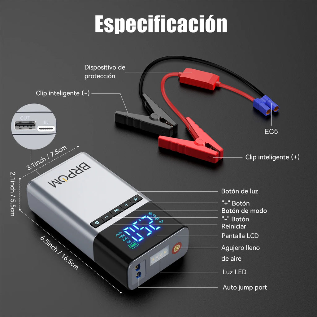 BRPOM Portable Car Starter with Air Compressor 150 PSI 7500A Starter 12V Car Battery Starter Box Car Battery Jumper Starter